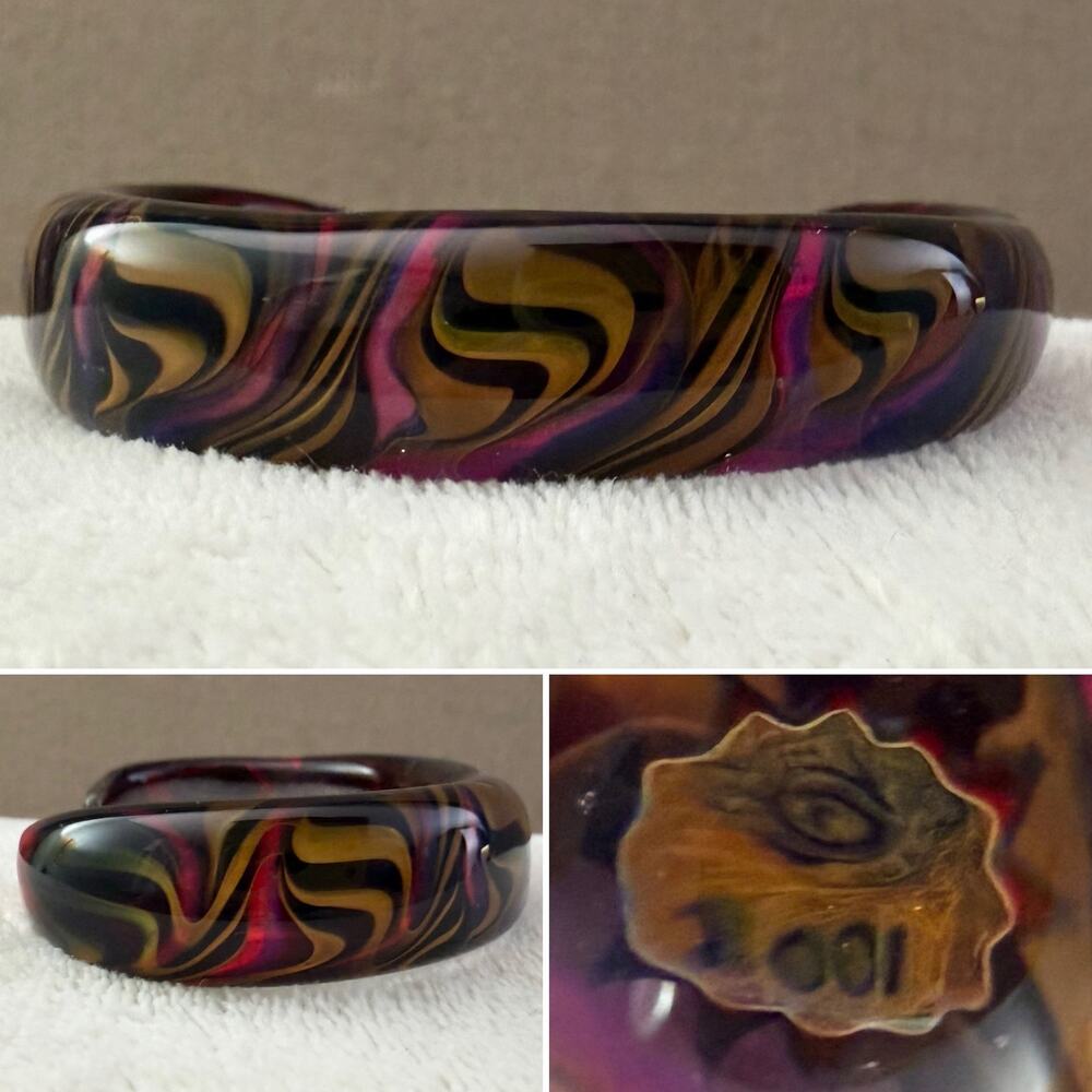 Kevin O’Grady 2001 Artisan Blown Glass Psychedelic Cuff Bracelet